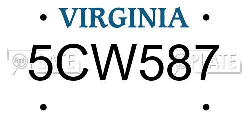 5CW587 Virginia License Plate