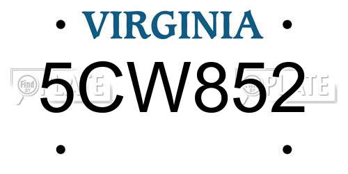 5CW852 Virginia License Plate