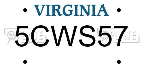 5CWS57 Virginia License Plate