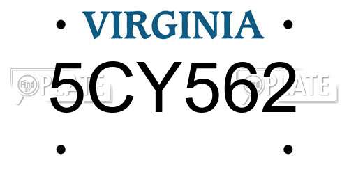 5CY562 Virginia License Plate