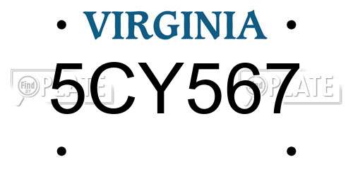 5CY567 Virginia License Plate