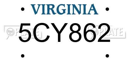 5CY862 Virginia License Plate