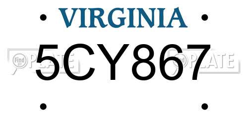 5CY867 Virginia License Plate