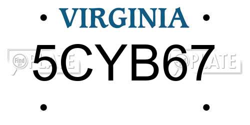 5CYB67 Virginia License Plate