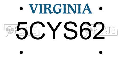 5CYS62 Virginia License Plate