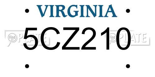 5CZ210 Virginia License Plate