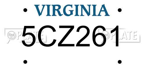 5CZ261 Virginia License Plate