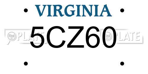 5CZ60 Virginia License Plate