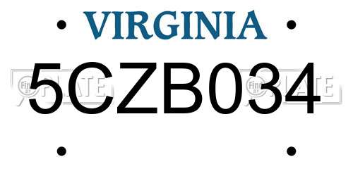 5CZB034 Virginia License Plate