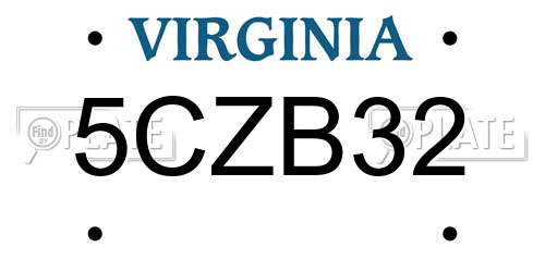 5CZB32 Virginia License Plate