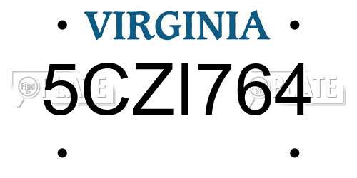5CZI764 Virginia License Plate