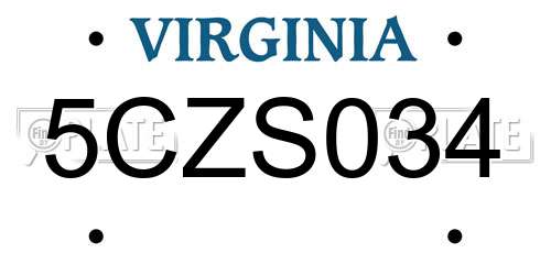 5CZS034 Virginia License Plate