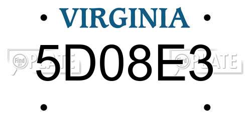 5D08E3 Virginia License Plate