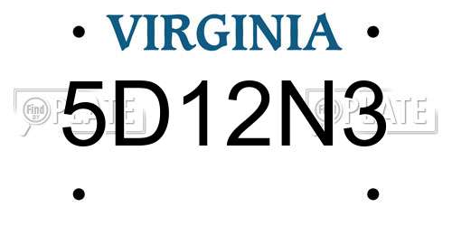 5D12N3 Virginia License Plate