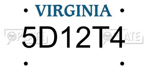 5D12T4 Virginia License Plate