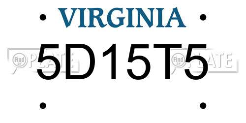 5D15T5 Virginia License Plate