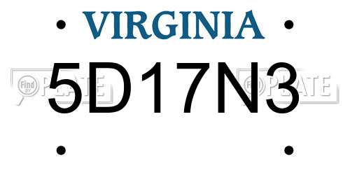 5D17N3 Virginia License Plate