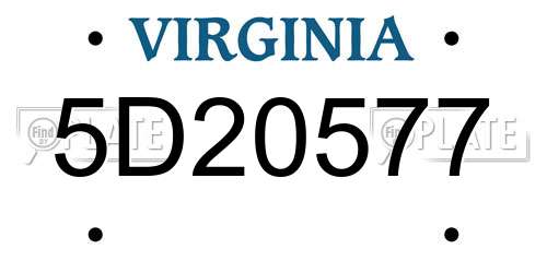 5D20577 Virginia License Plate