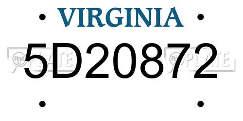 5D20872 Virginia License Plate