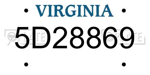 5D28869 Virginia License Plate