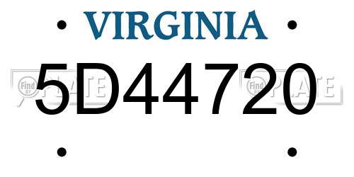5D44720 Virginia License Plate