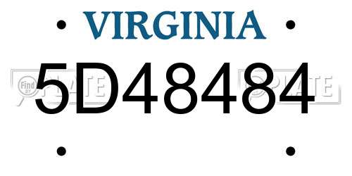 5D48484 Virginia License Plate