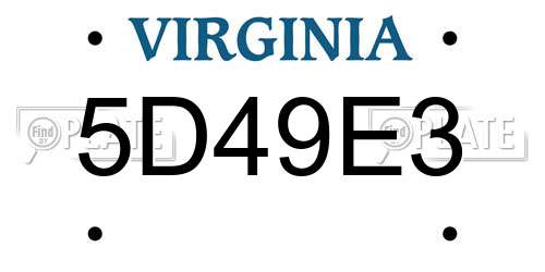 5D49E3 Virginia License Plate