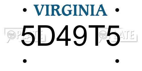 5D49T5 Virginia License Plate