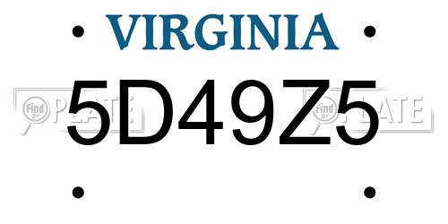 5D49Z5 Virginia License Plate