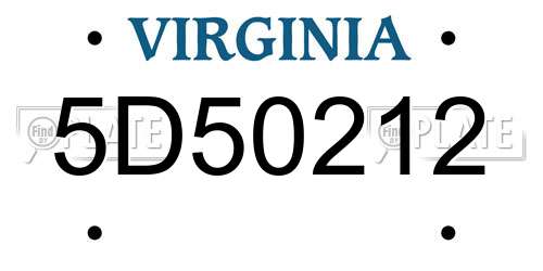 5D50212 Virginia License Plate