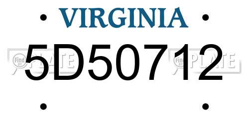 5D50712 Virginia License Plate