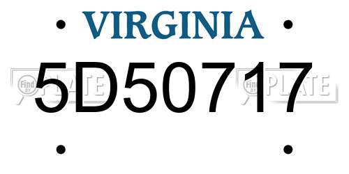5D50717 Virginia License Plate