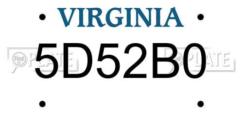 5D52B0 Virginia License Plate