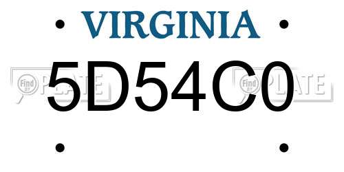 5D54C0 Virginia License Plate