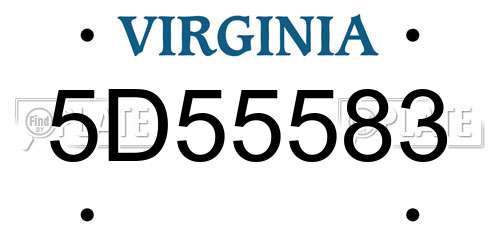 5D55583 Virginia License Plate