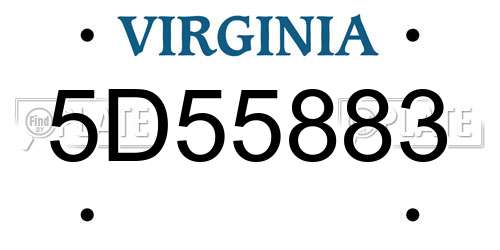 5D55883 Virginia License Plate