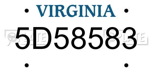 5D58583 Virginia License Plate