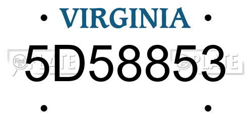 5D58853 Virginia License Plate