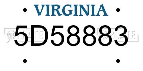 5D58883 Virginia License Plate