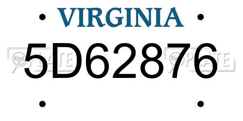 5D62876 Virginia License Plate