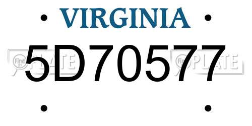 5D70577 Virginia License Plate