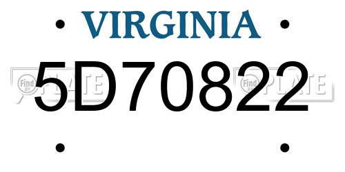 5D70822 Virginia License Plate