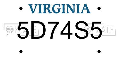5D74S5 Virginia License Plate