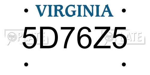 5D76Z5 Virginia License Plate