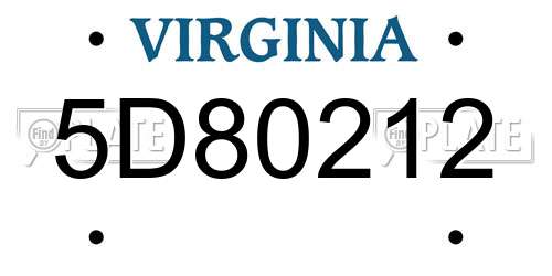 5D80212 Virginia License Plate