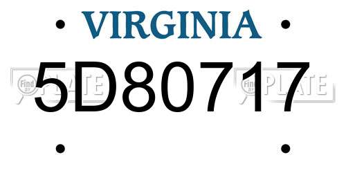 5D80717 Virginia License Plate