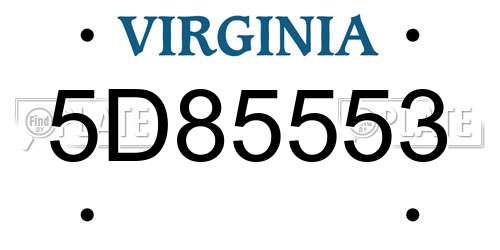 5D85553 Virginia License Plate