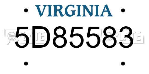 5D85583 Virginia License Plate