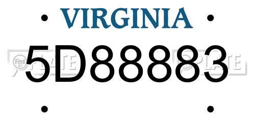 5D88883 Virginia License Plate