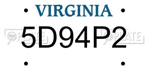 5D94P2 Virginia License Plate